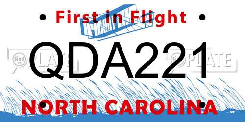 QDA221 North Carolina License Plate
