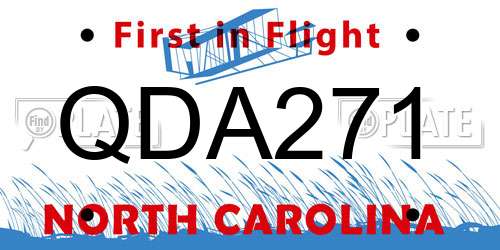 QDA271 North Carolina License Plate