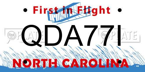 QDA77I North Carolina License Plate