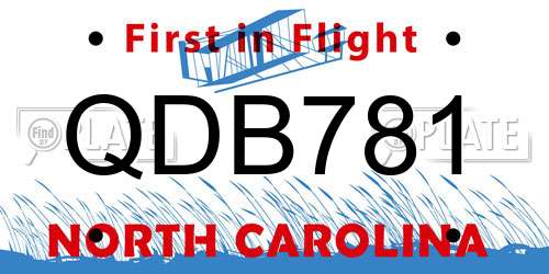 QDB781 North Carolina License Plate