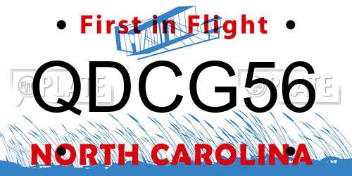 QDCG56 North Carolina License Plate