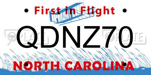 QDNZ70 North Carolina License Plate