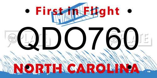 QDO760 North Carolina License Plate