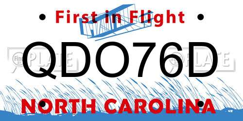 QDO76D North Carolina License Plate