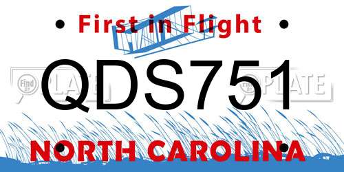 QDS751 North Carolina License Plate