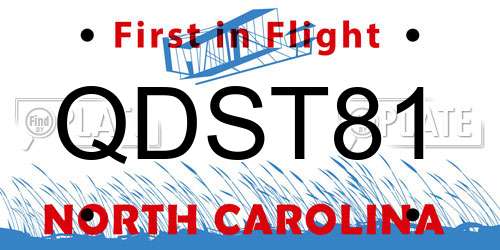 QDST81 North Carolina License Plate