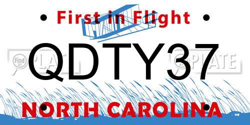 QDTY37 North Carolina License Plate