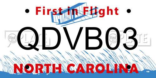 QDVB03 North Carolina License Plate