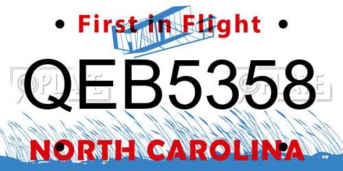 QEB5358 North Carolina License Plate