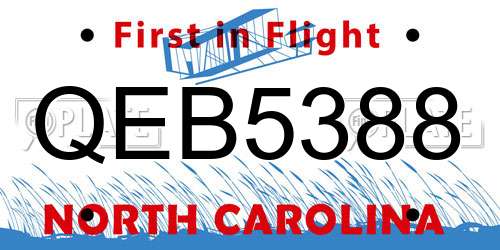 QEB5388 North Carolina License Plate