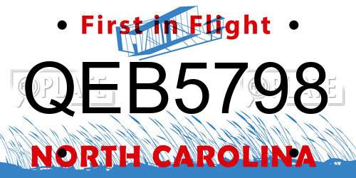 QEB5798 North Carolina License Plate
