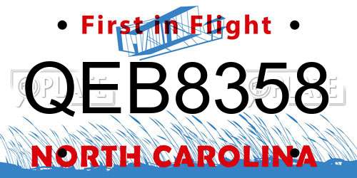 QEB8358 North Carolina License Plate