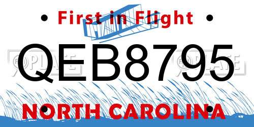 QEB8795 North Carolina License Plate