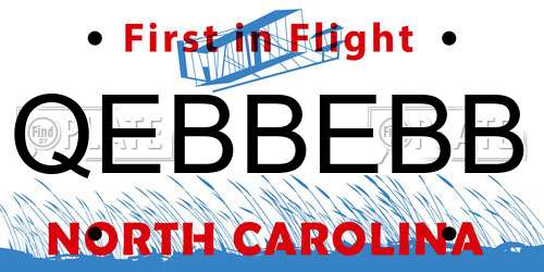 QEBBEBB North Carolina License Plate