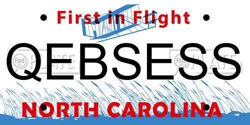QEBSESS North Carolina License Plate