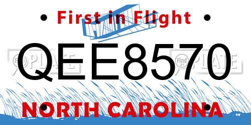 QEE8570 North Carolina License Plate