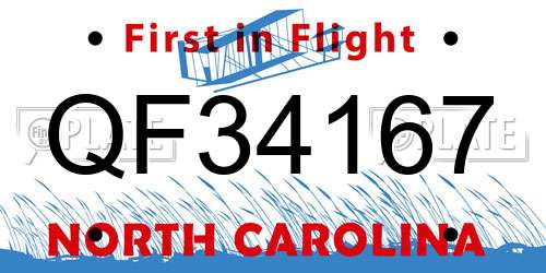QF34167 North Carolina License Plate