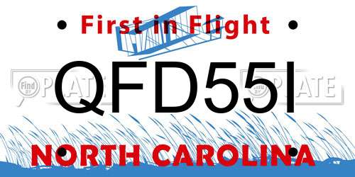 QFD55I North Carolina License Plate