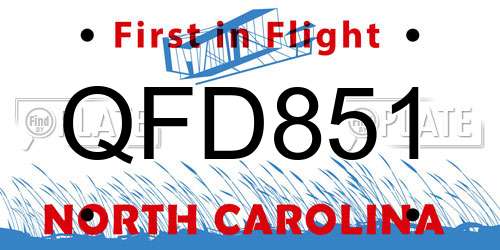 QFD851 North Carolina License Plate