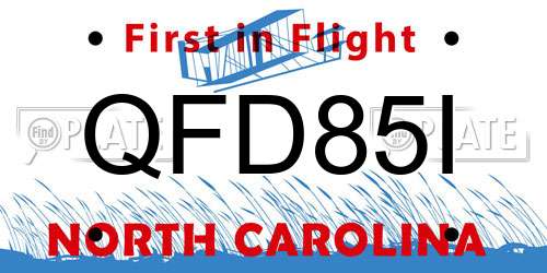 QFD85I North Carolina License Plate