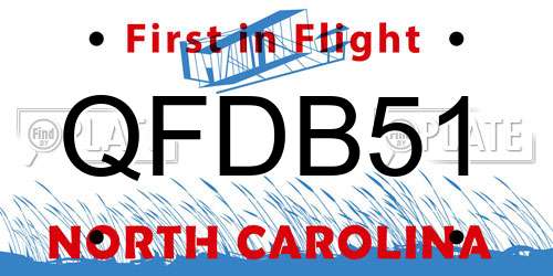 QFDB51 North Carolina License Plate