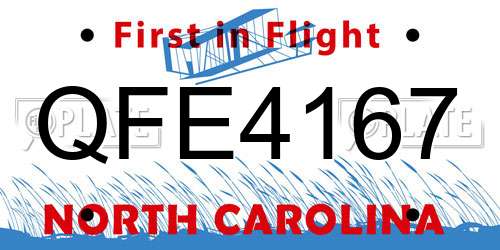 QFE4167 North Carolina License Plate