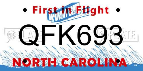QFK693 North Carolina License Plate