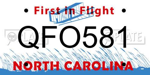 QFO581 North Carolina License Plate