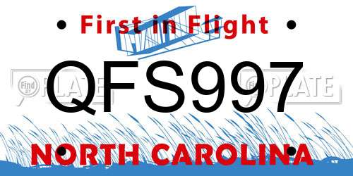 QFS997 North Carolina License Plate
