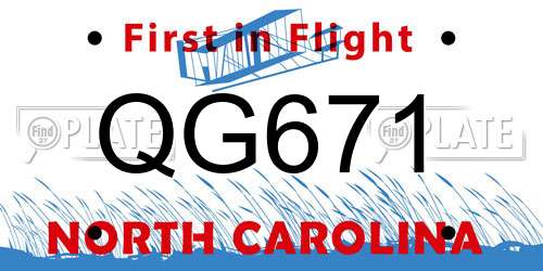 QG671 North Carolina License Plate
