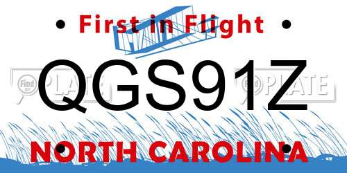 QGS91Z North Carolina License Plate