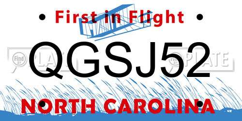 QGSJ52 North Carolina License Plate