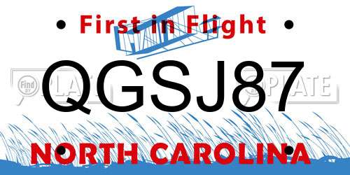 QGSJ87 North Carolina License Plate