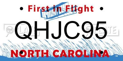QHJC95 North Carolina License Plate