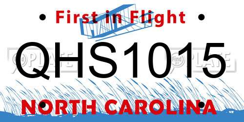 QHS1015 North Carolina License Plate