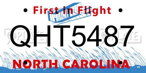 QHT5487 North Carolina License Plate
