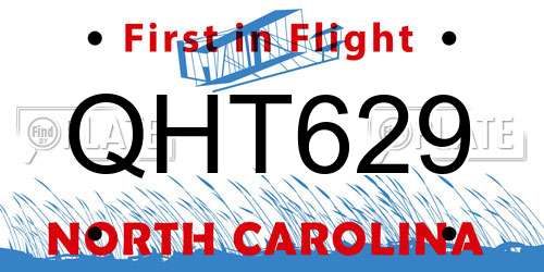 QHT629 North Carolina License Plate
