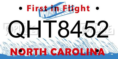 QHT8452 North Carolina License Plate