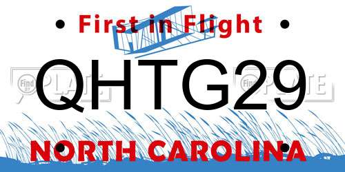 QHTG29 North Carolina License Plate