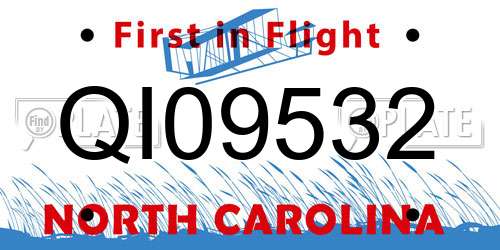 QI09532 North Carolina License Plate