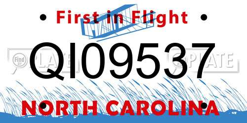 QI09537 North Carolina License Plate