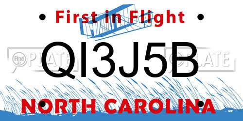 QI3J5B North Carolina License Plate