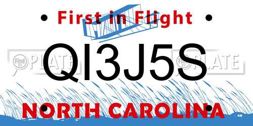 QI3J5S North Carolina License Plate