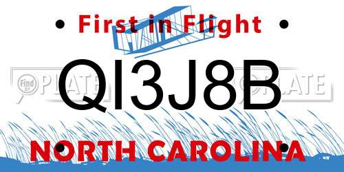 QI3J8B North Carolina License Plate