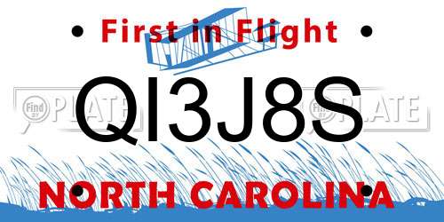QI3J8S North Carolina License Plate