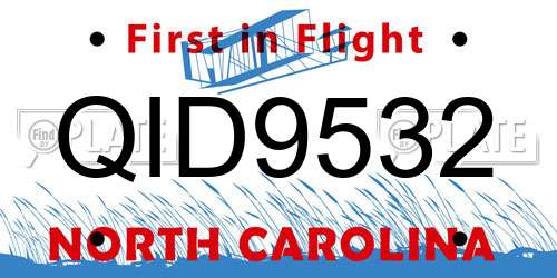 QID9532 North Carolina License Plate