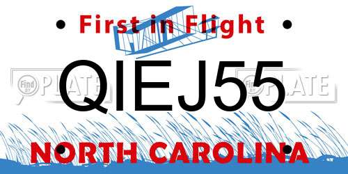 QIEJ55 North Carolina License Plate