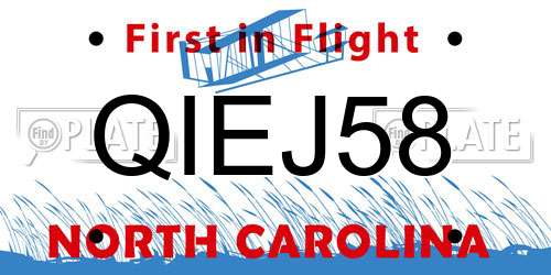 QIEJ58 North Carolina License Plate