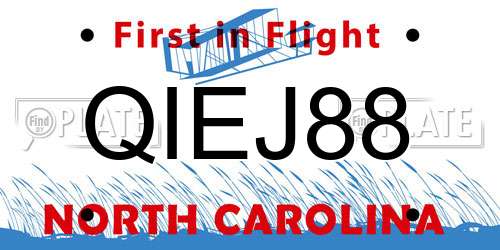 QIEJ88 North Carolina License Plate