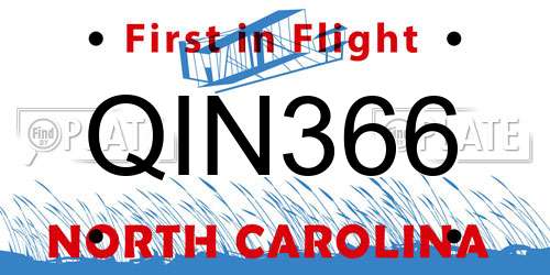 QIN366 North Carolina License Plate